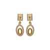 TRENDY OVAL DESIGN STONE DROP EARRINGS